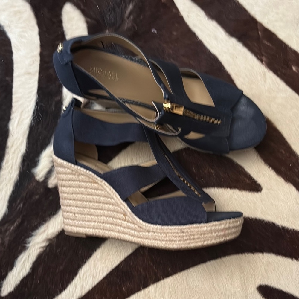 Michael Kors Dark Blue Wedge Sandals